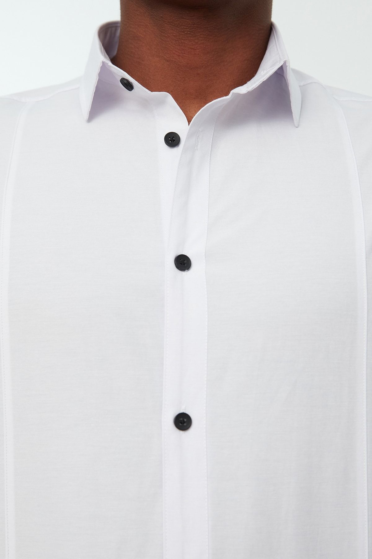 Trendyol Collection-White Men's Super Slim Shirt Collar Basic Shirt with Handles TMNSS22GO0034 5