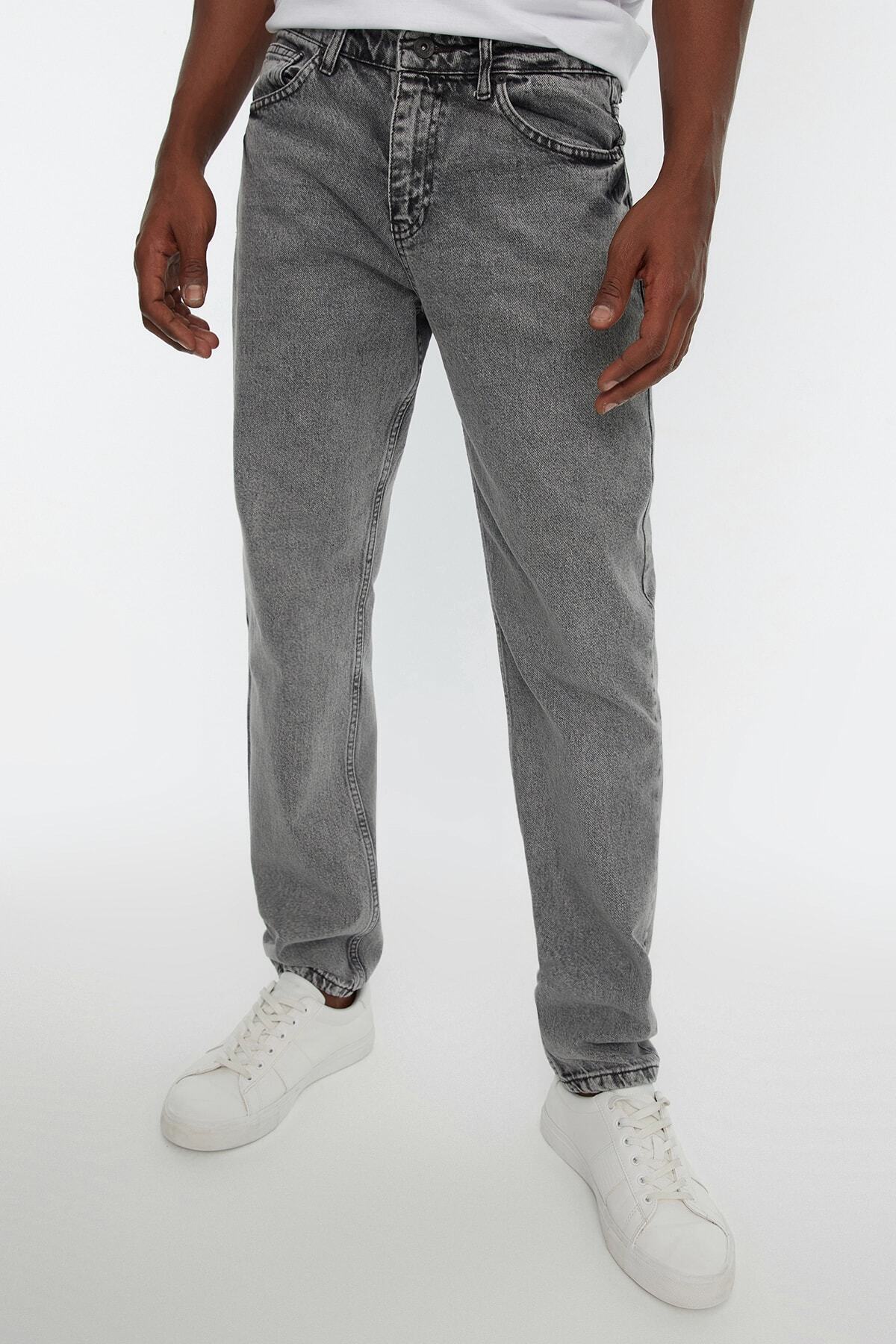 Trendyol Collection-Сиви мъжки панталони Essential Fit Jeans Jeans Pants TMNAW22JE0208 1