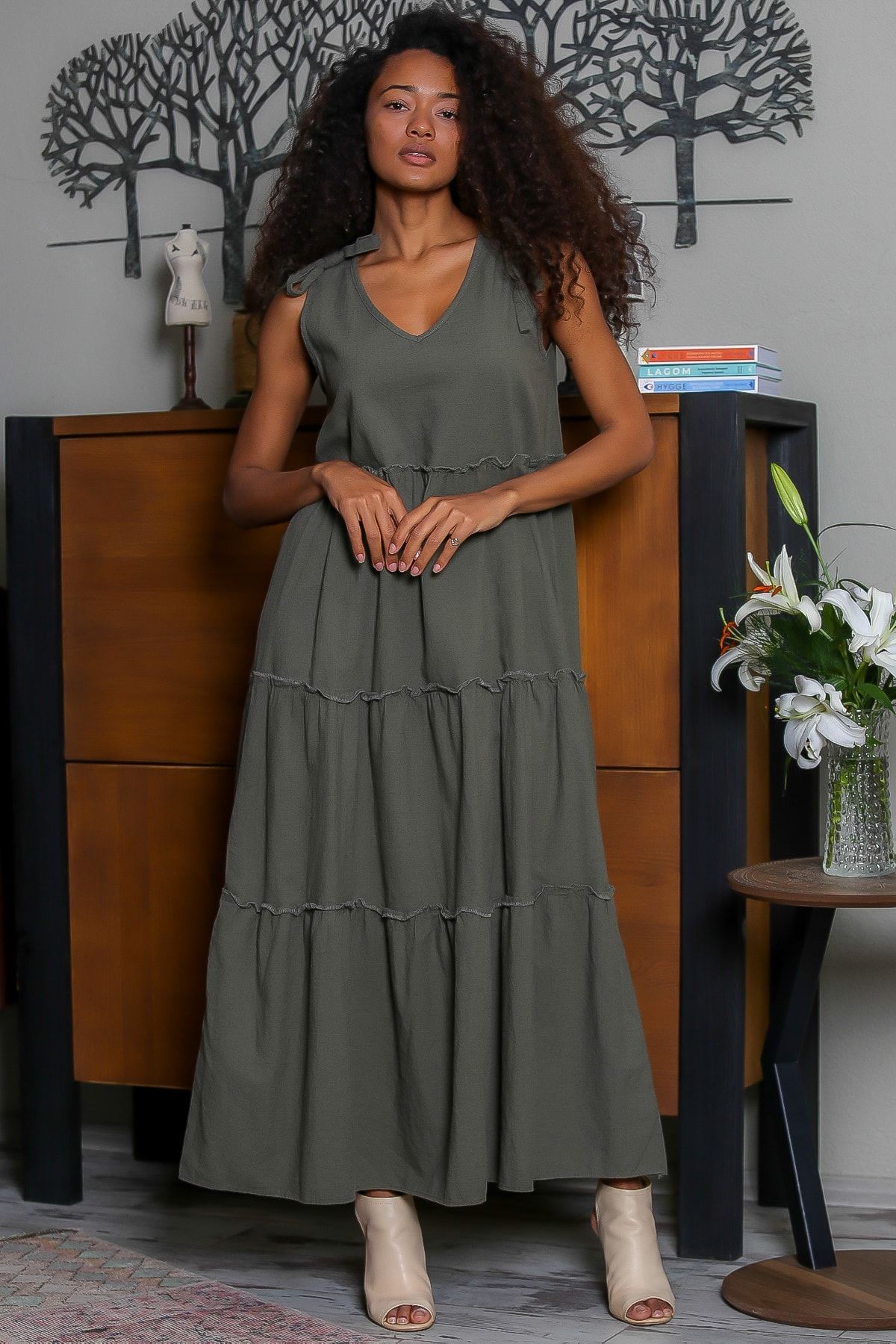 Layered linen dress deals