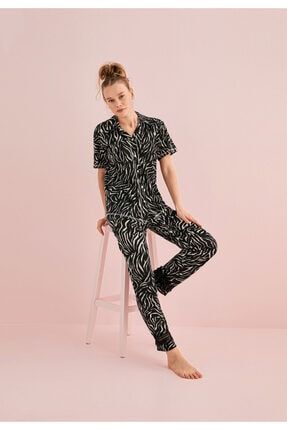 Kadın Gömlek Kısa Kol Pijama Takımı HLKNG-8