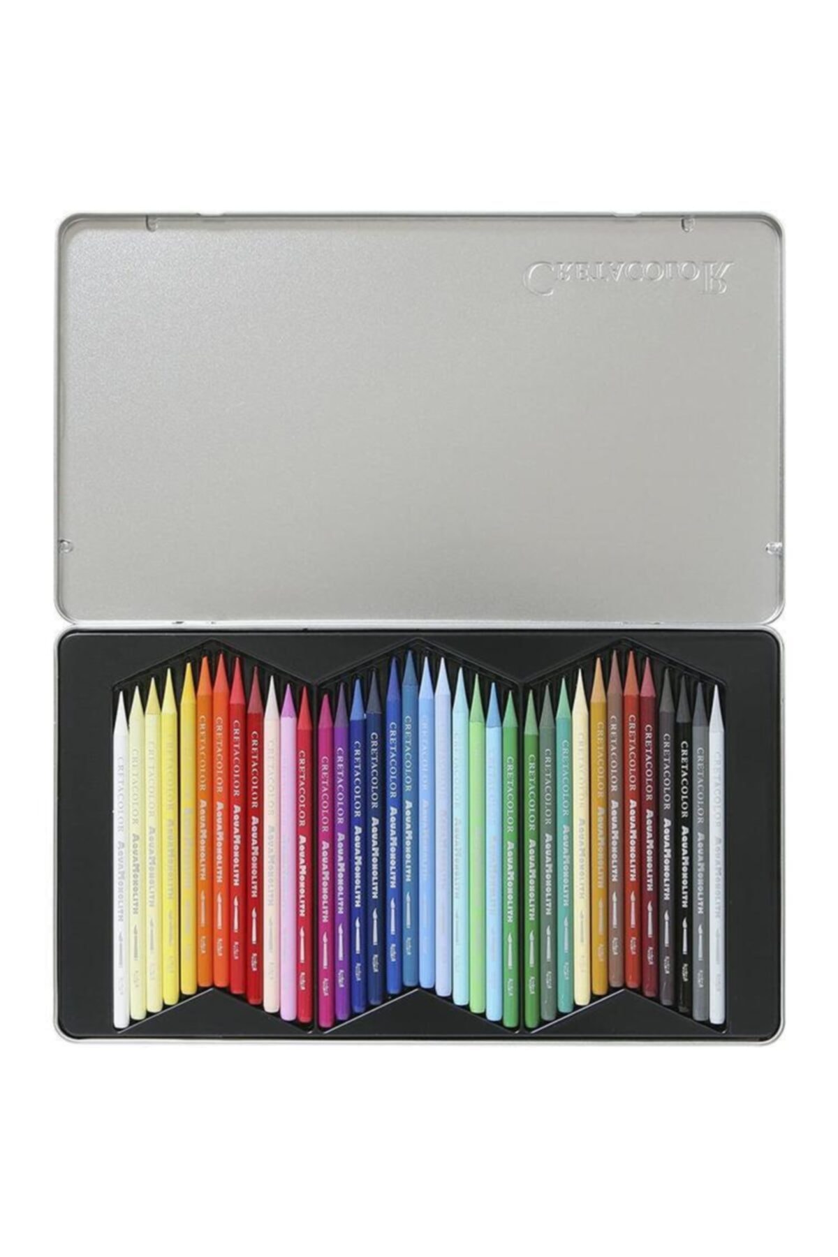 CretaColor Aqua Monolith Ağaçsız Sulandırılabilr Boya Kalemi 36 Renk Metal Kutu (250 36)