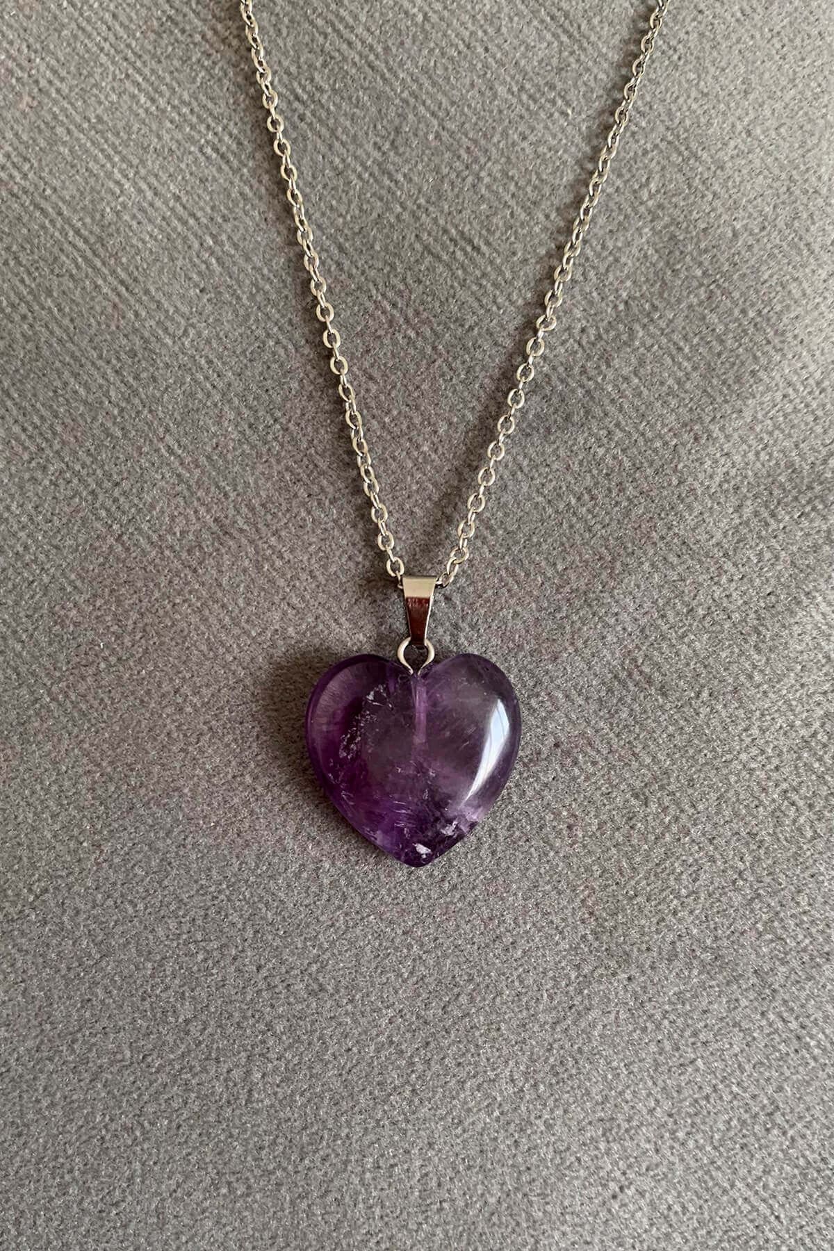 Amethyst stone heart shop necklace