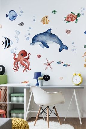 Deniz Hayvanları Ve Balıklar Temalı Duvar Sticker Seti ws278