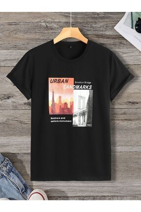 Unisex Siyah Urban Baskılı Tshirt Blacksokakurbantshirt