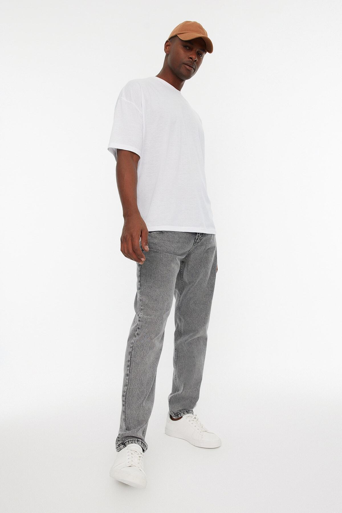 Trendyol Collection-Сиви мъжки панталони Essential Fit Jeans Jeans Pants TMNAW22JE0208 3