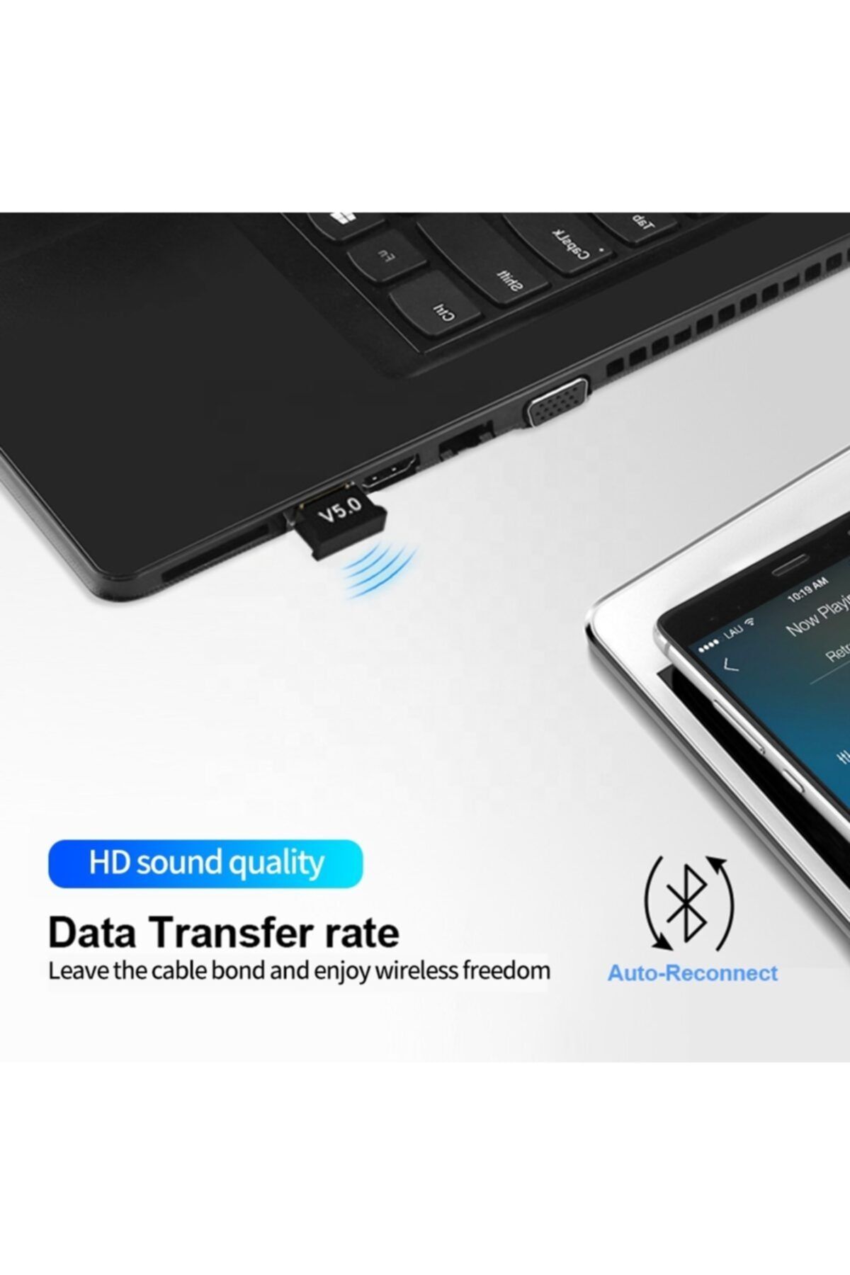 WOZLO-Mini V5.0 Usb Bluetooth Dongle V5.0 Bluetooth Adapter 2