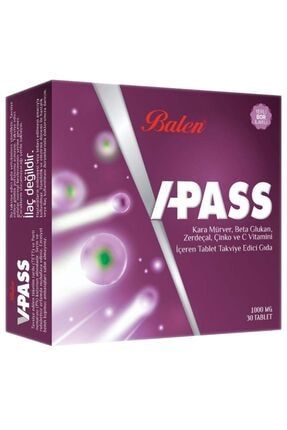 V-pass Kara Mürver, Beta Glukan, Zerdeçal, Çinko Ve C Vitamini 1000 Mg 30 Tablet 1587