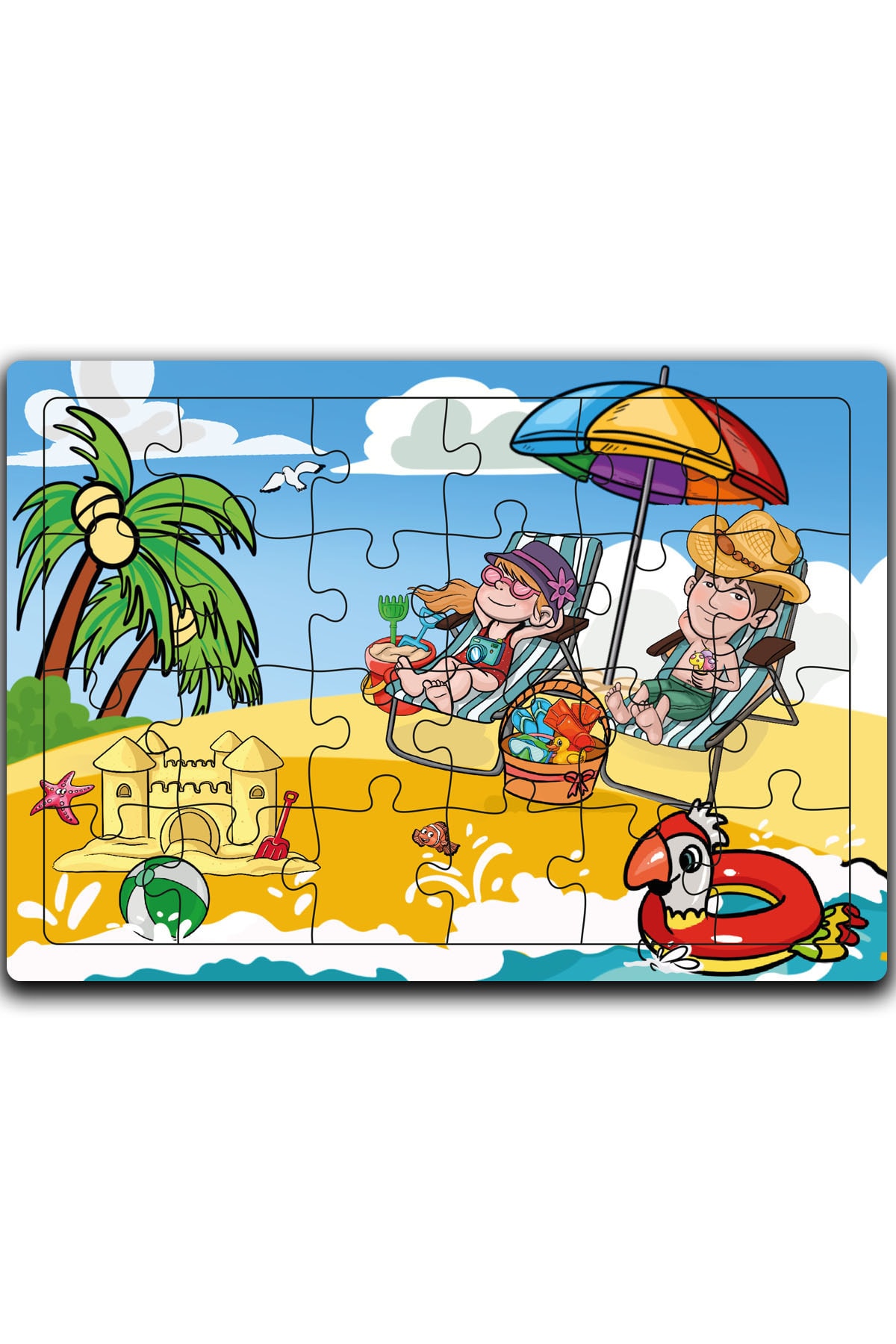 minİQ toys Ahşap 4’lü Yapboz Seti(ressam Fil Ve Ark.-sevimli Köpek Ve Ark.-yaz Tatili-çantalı Beşler) fotoğrafı 6 (önizleme)