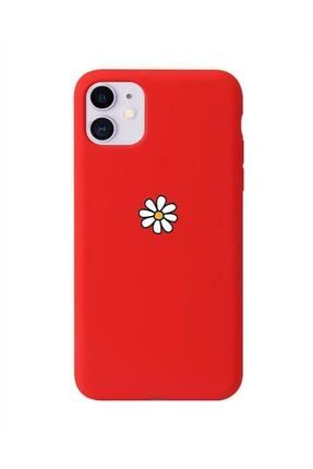 Papatya Tasarımlı Iphone 11 Kırmızı Telefon Kılıfı PAPATYAMC4