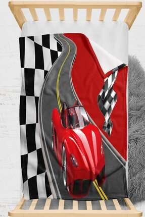 Else Kırmızı Yarış Arabalı Çocuk Wellsoft Tek Kişilik Battaniye Yatak Örtüsü elsecocukbattaniyesi2
