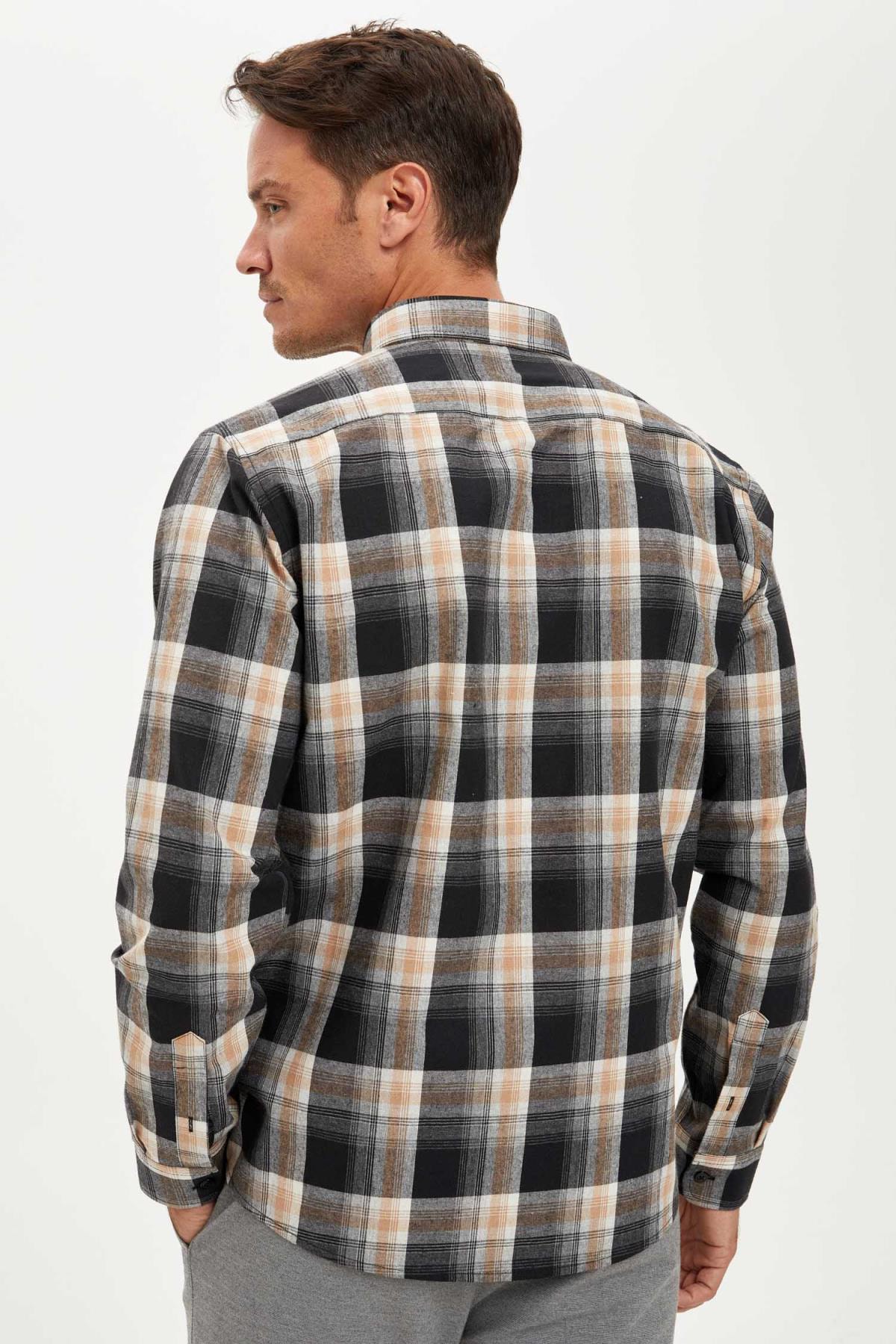 پیراهن مردانه خاکستری دفکتو | S1280AZ20AU اورجینال - تصویر 4