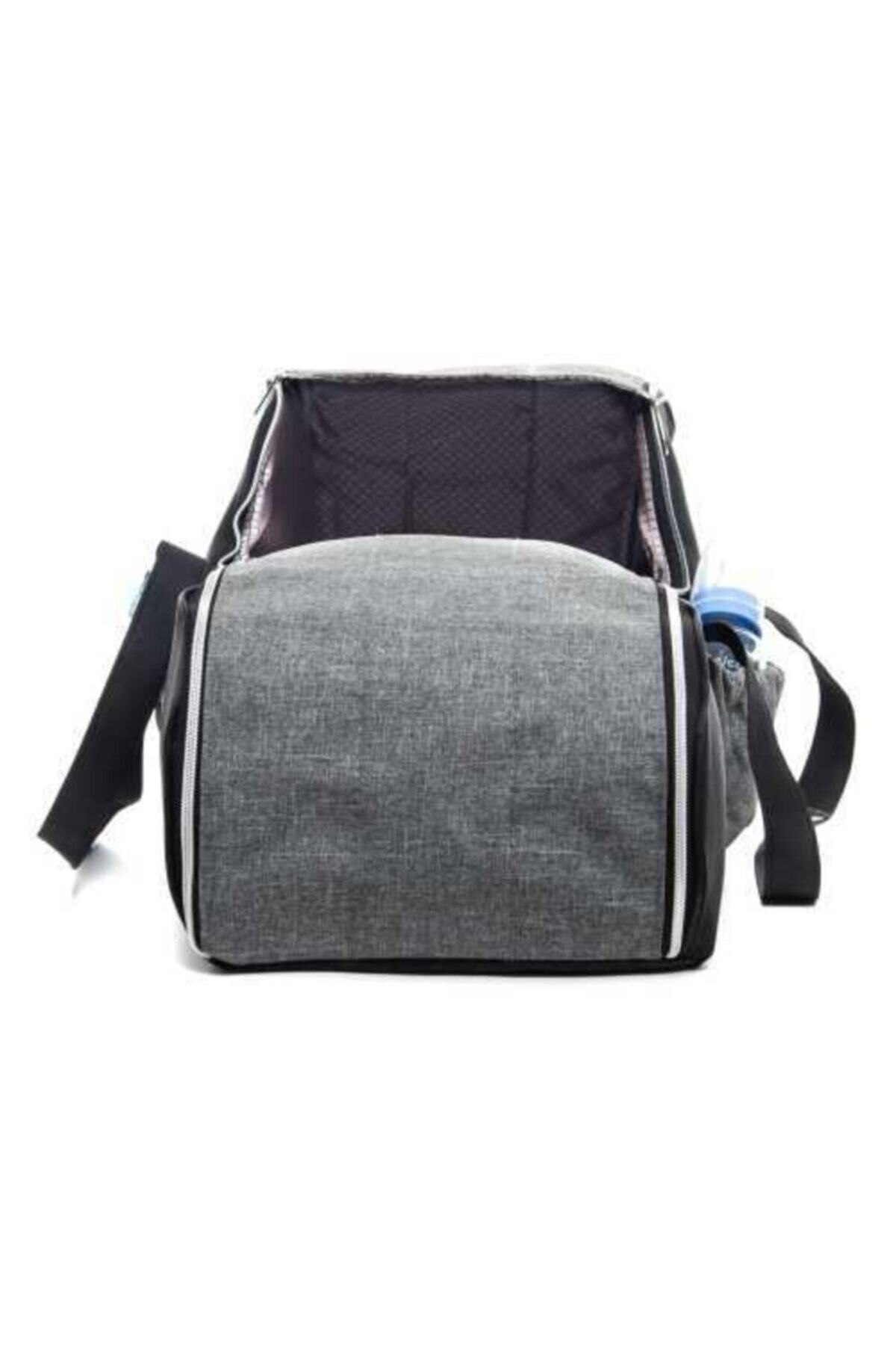 USF Çizgili Gri Siyah Anne Bebek Bakım Çantası + Portbebe Ana Kucağı Puset Bebek Taşıma fotoğrafı 4 (önizleme)