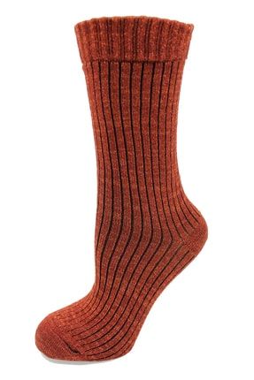 Kadın Tarçın Bakır Simli Bot Tipi Çorap RBF7252
