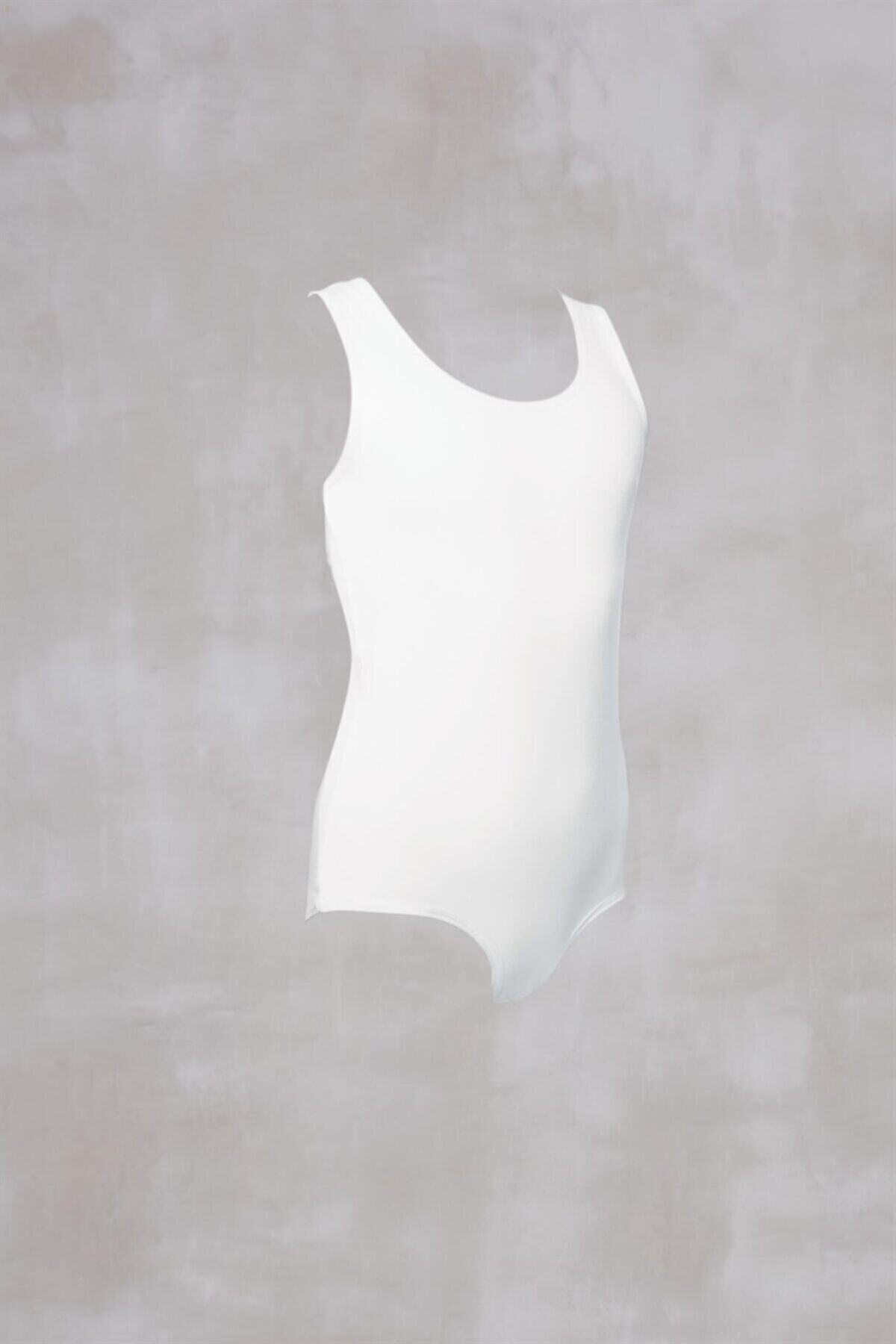 Doreanse-Girl's White Modal Wide Round Neck Zero Sleeve Strap Body 450 1