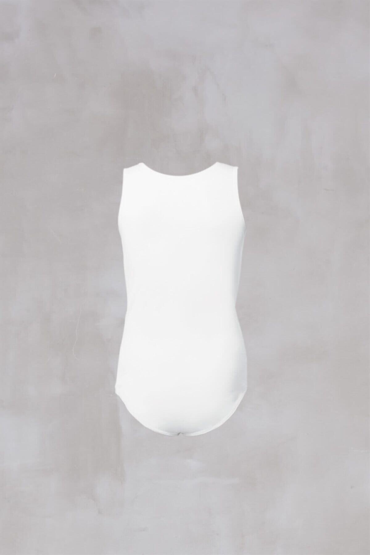 Doreanse-Girl's White Modal Wide Round Neck Zero Sleeve Strap Body 450 2