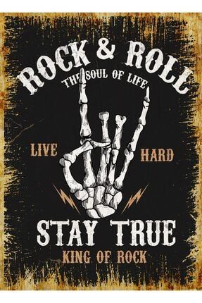 Ahşap Tablo Rock&roll Poster 50cmx70cm heybe03511692