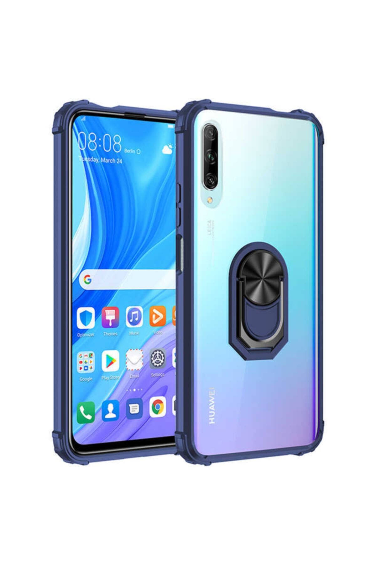 huawei p smart pro 2019 uyumlu kilif mola seffaf mika yuzuklu kapak cam koruyucu