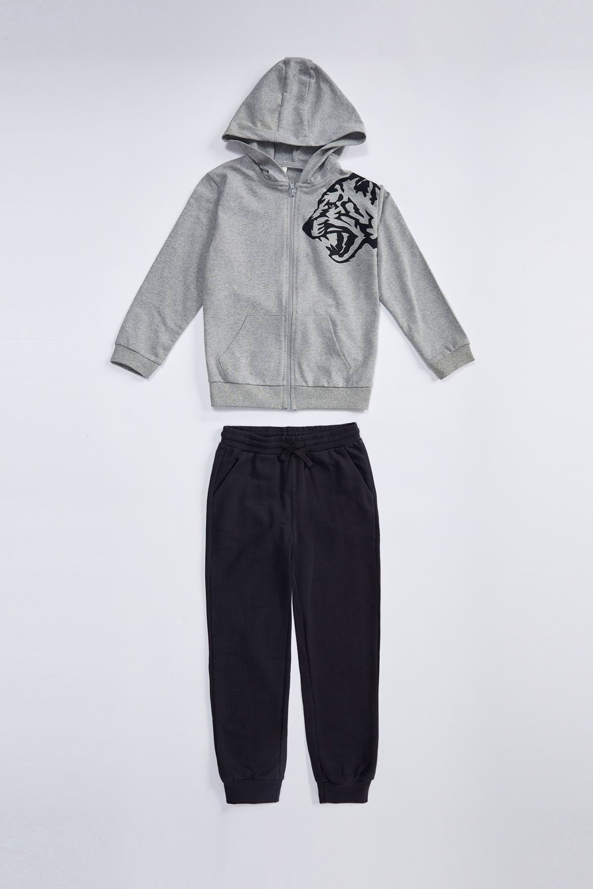 DeFacto Erkek Çocuk Kaplan Baskılı Fermuarlı Sweatshirt ve