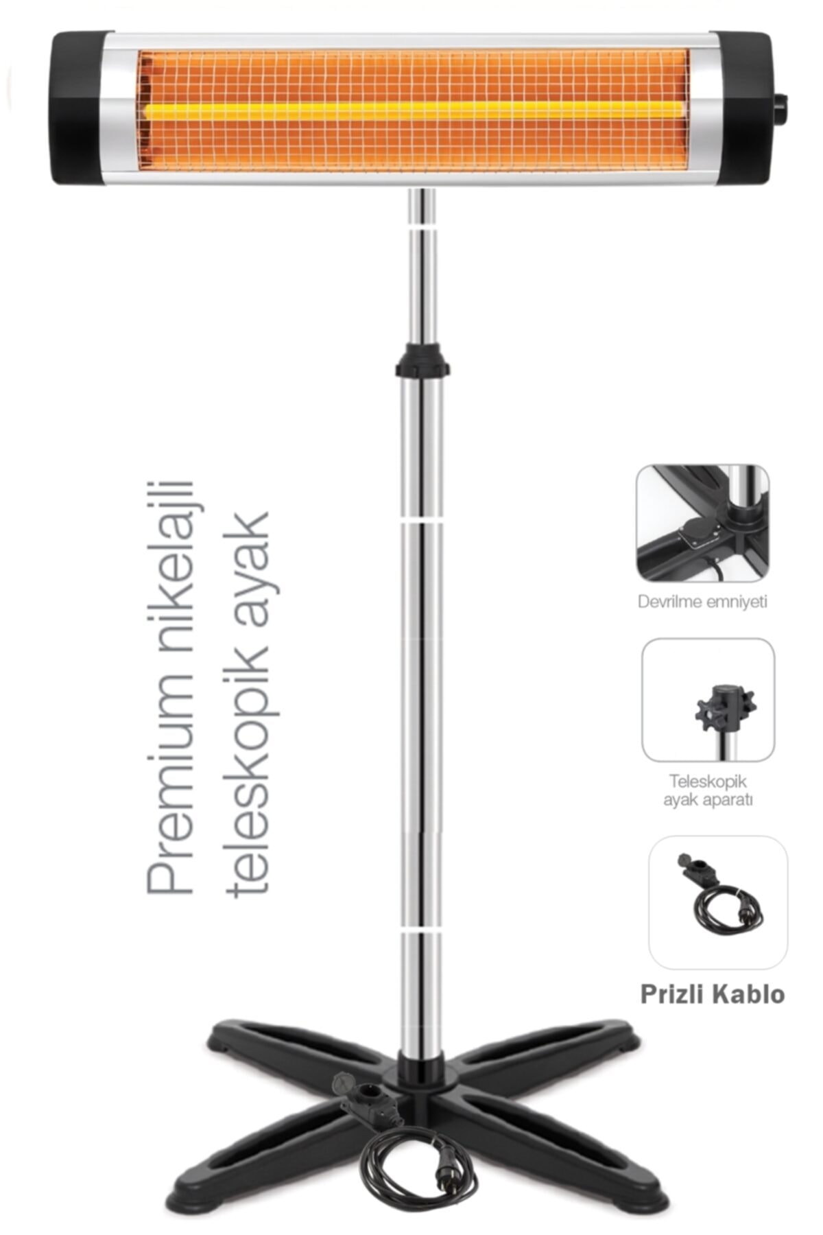 Süsler Minisan Premium 3000 w Flamentli Elektrikli Soba Isıtıcı Ayak Dahil