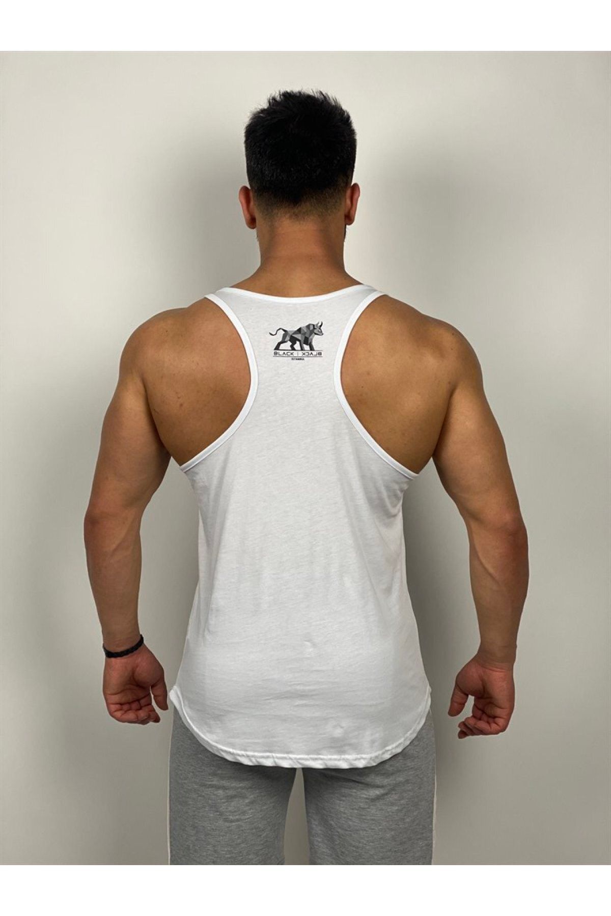 Black stanbul Black Men s White Champion Printed Gym Athlete