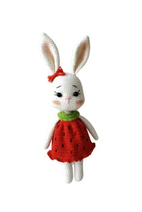 Karpuz Elbiseli Keyifli Tavşan Amigurumi Organik Oyuncak Opkarpuzkeyifli