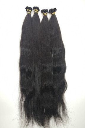 Kadın Siyah Gerçek Insan Saçı Doğal 60 cm 200 Adet 120 gr Mikro Kaynak %100 Orijinal Insan Saçı HC01054