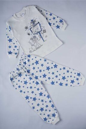 Yeni Sezon Pamuk Çocuk Desenli Pijama Takımı MNKKDS-0555