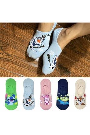 5 Çift Kadın Çok Renkli Görünmez Spor Ayakkabı Çorabı ZR-8741902