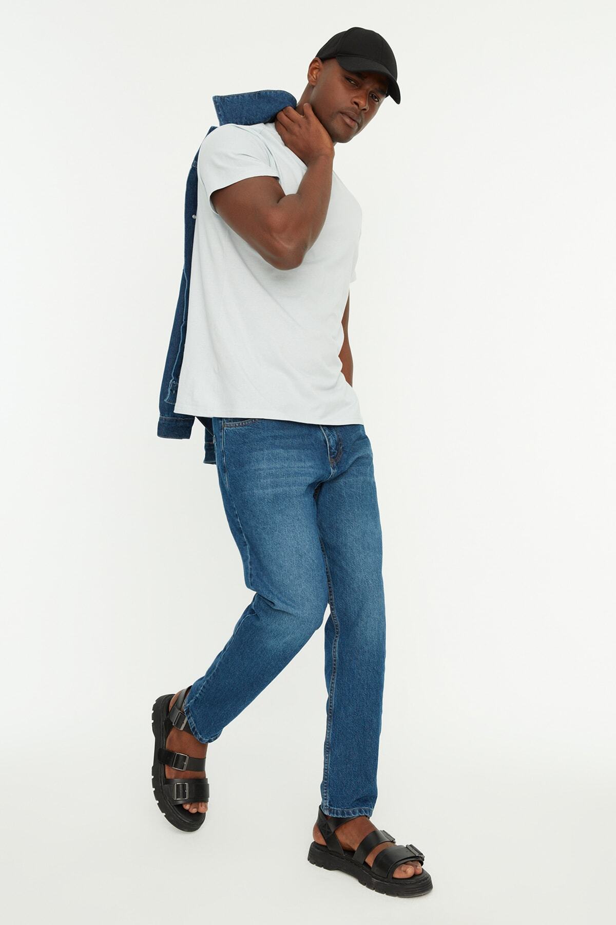 Trendyol Collection-Relax Fit sötétkék farmer farmer - TMNSS20JE0519 2