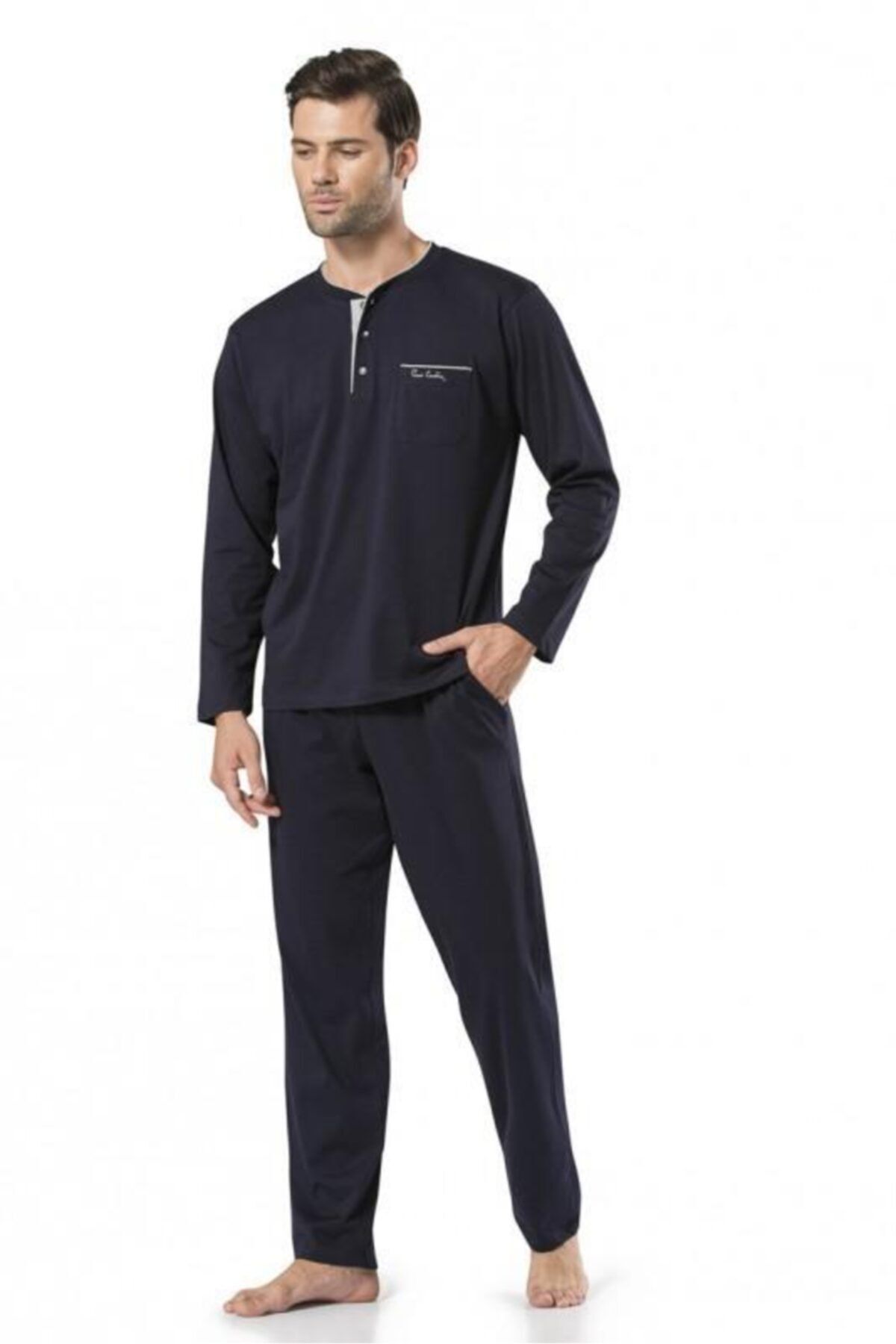 ست پیژامه خاکستری مردانه 5 تایی لباس عبایی 5560 Pierre Cardin