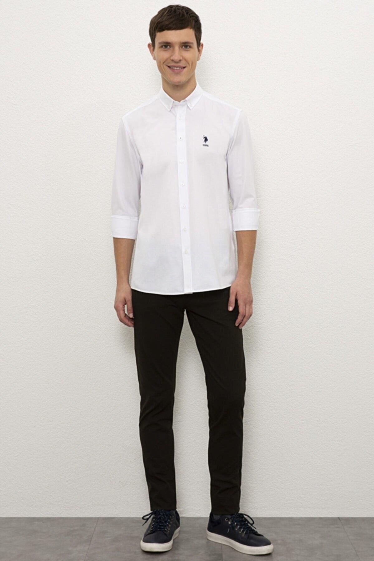 پیراهن مردانه سفید یو اس پولو | 1102439 اورجینال - تصویر 4