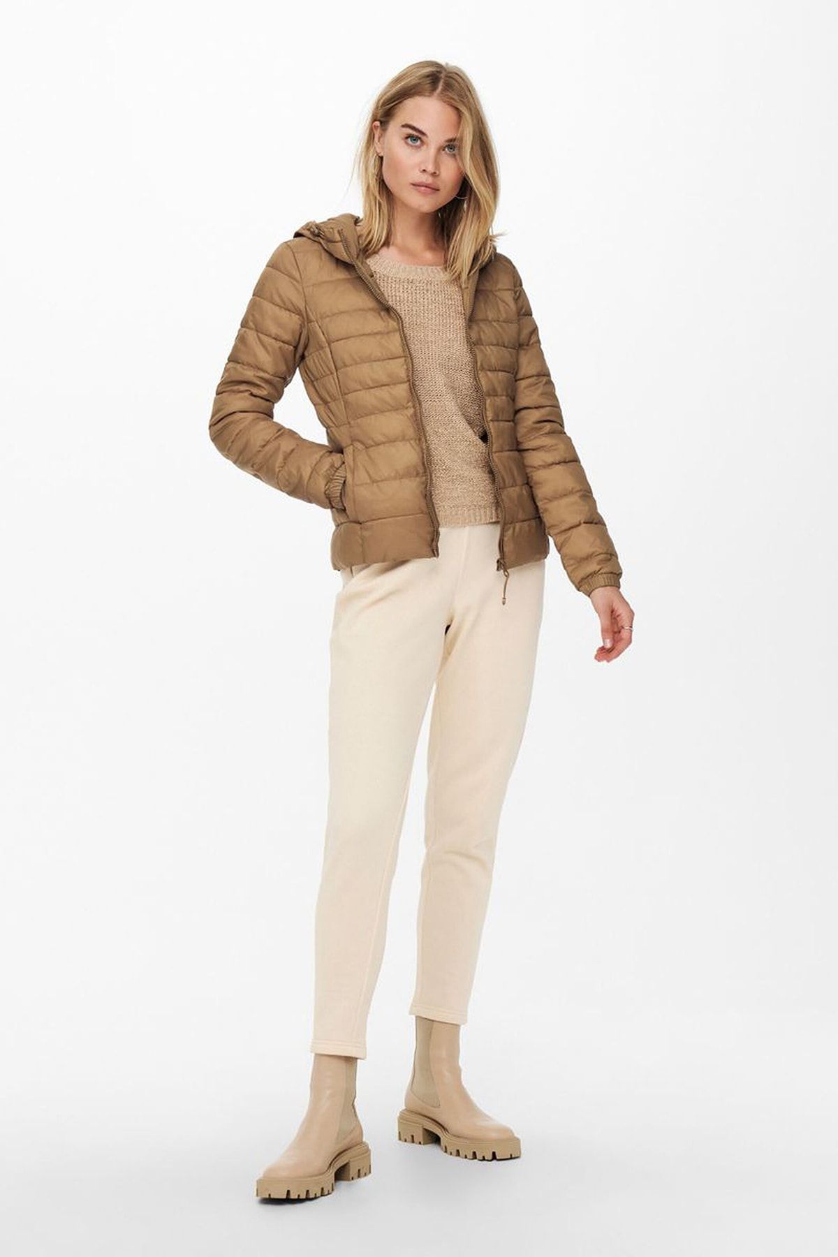 Only Women s Short Quilted Jacket 65515156569 Brown Trendyol
