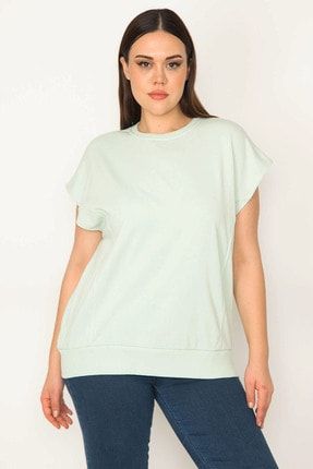Kadın Yeşil Kup Detaylı Ribanalı Kolsuz Sweatshirt 65N31445