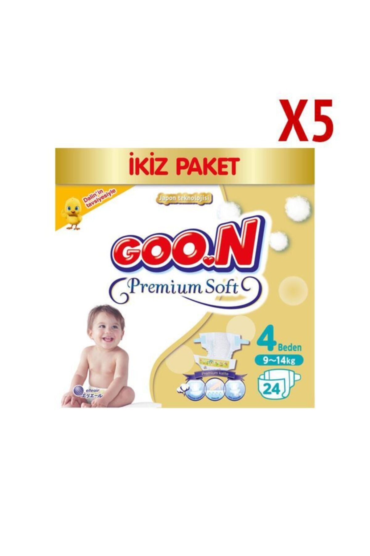 Goo.n Goon Bebek Bezi Premium Soft 4 Beden Ekonomik Paket 120 Adet