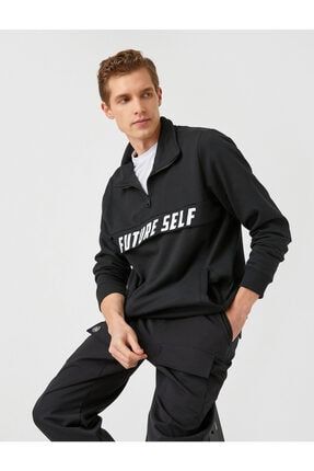 Yarım Fermuar Baskılı Sweatshirt 2YAM71027MK