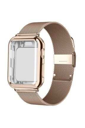 Apple Watch 2 3 4 5 6 Se Uyumlu 44 mm Örgü Metal Gold Renk Kordon ROSEGOLD