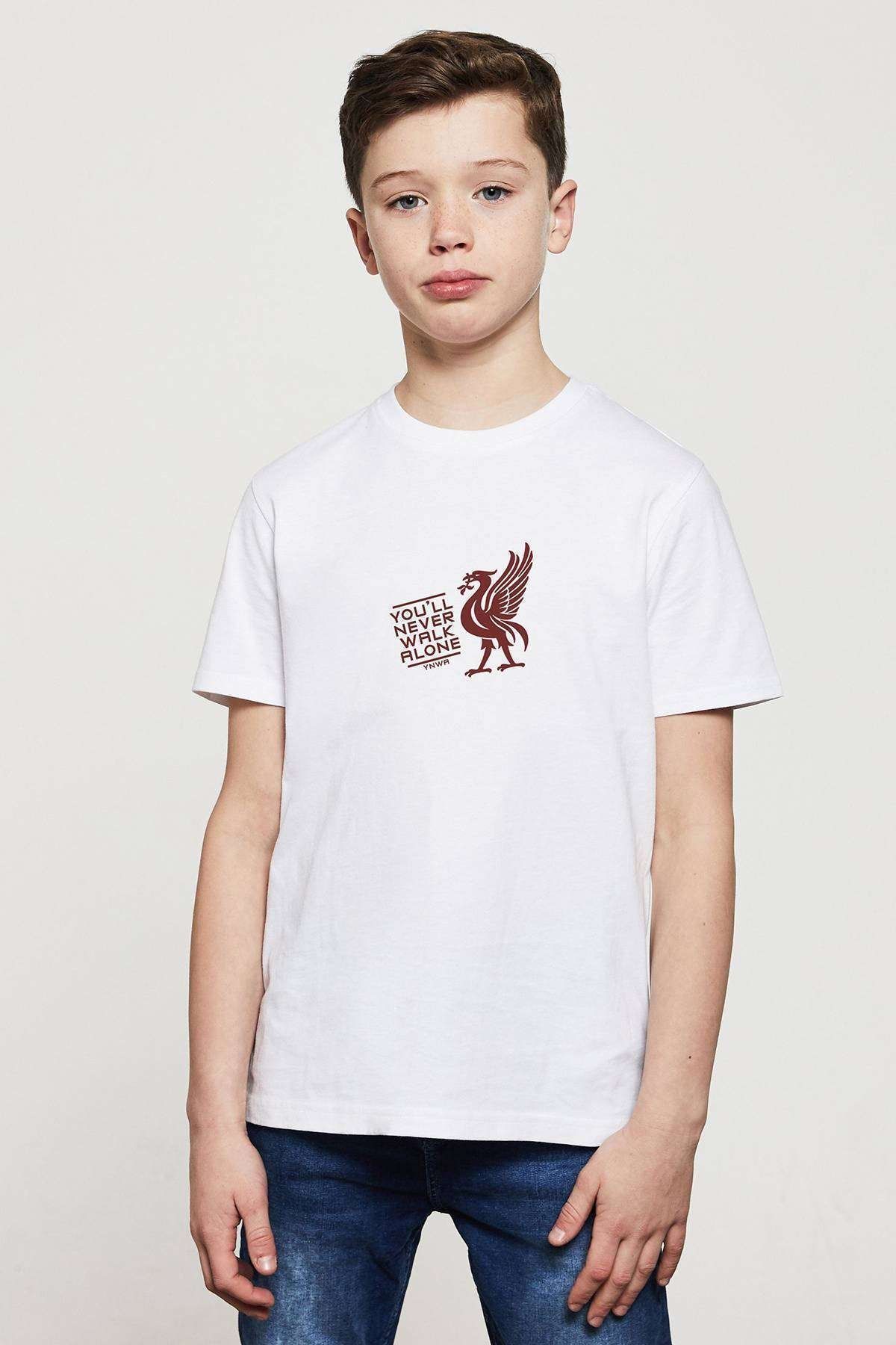 QIVI Ynwa Logo Printed Unisex Kids White T shirt Trendyol