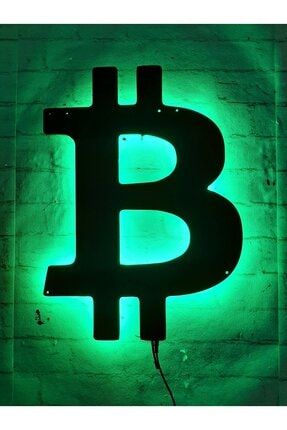 Bitcoin Kripto Para Rgb Led Işıklı Ahşap Mdf Dekoratif Tablo aktiftasarım138