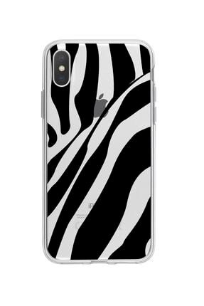 Uyumlu Iphone Xs Max Zebra Desenli Premium Şeffaf Silikon Kılıf IPHXSMAXSZEBRA