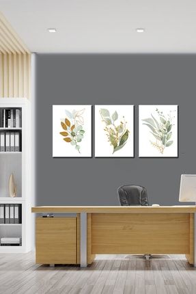 Yeşil Çiçekler Modern 3 Parça Art Duvar Tablosu Yüksek Çözünürlük Uv Baskı Tekniği 40x30 GS HYL YEŞİL ÇİÇEKLER UV 40X30 3LÜ SET