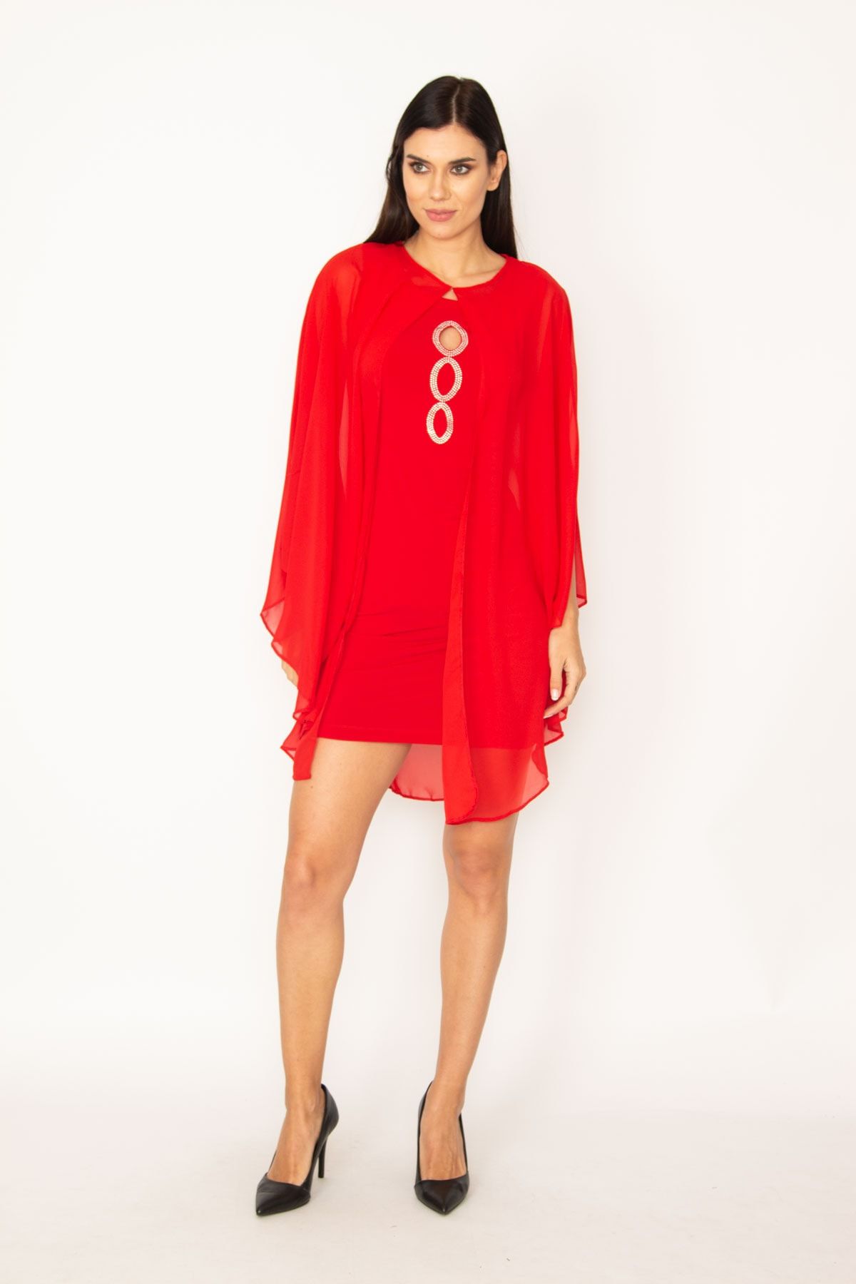 Chiffon cape detail maxi dress sales