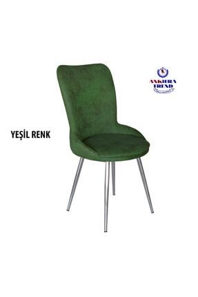 Mutfak Sandalyesi , Hikaye Sandalye, Silinebilir Renk Yeşil Kumaş, Krom Ayaklı HR S 100