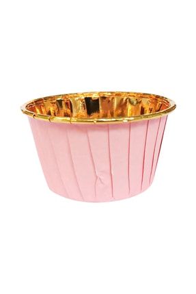 Muffin Kek Kalıbı Metalik Pembe Gold 10 Adet 5x3.9 Cm TYC00360883943