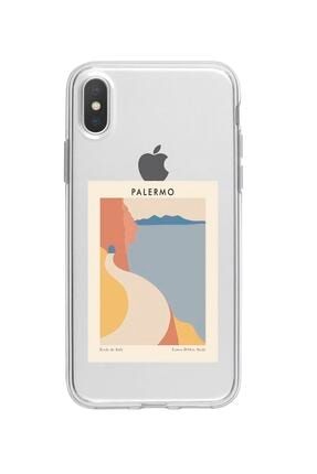 Iphone X Xs Uyumlu Palermo Desenli Premium Şeffaf Silikon Kılıf IPHXSSPLRMO