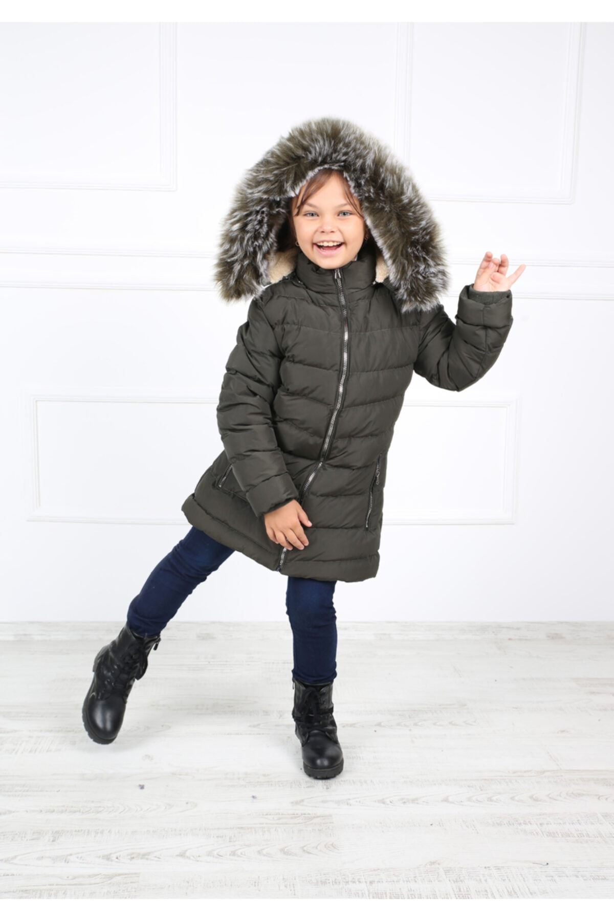 Girls khaki shop coat