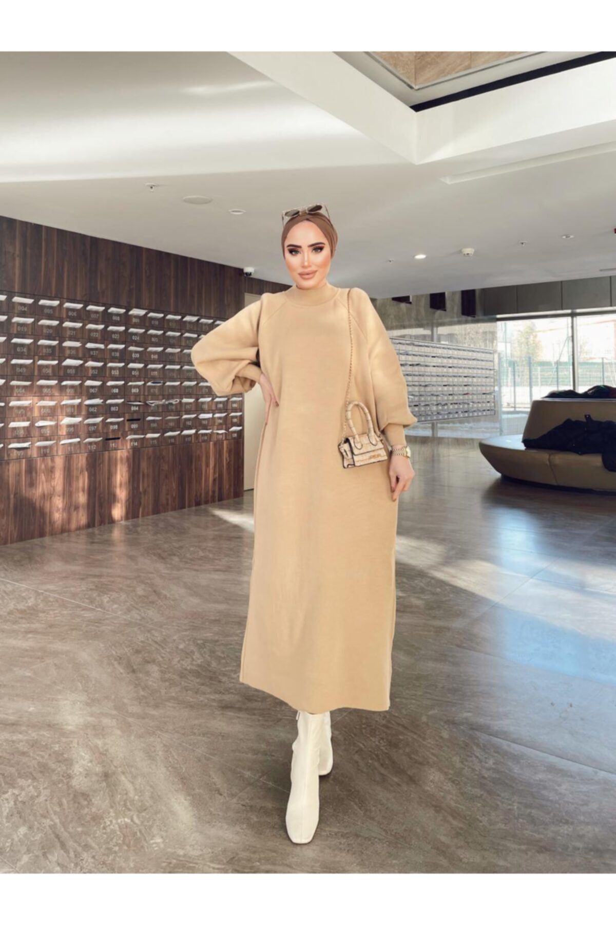 پیراهن پوشیده چند رنگ زنانه لباس آستین بالون اورجینال Rimel Moda