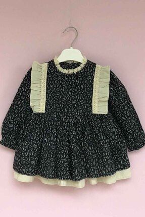 Nota Desenli Ve Fırfır Detaylı Kız Çocuk Bebek Elbise 1006