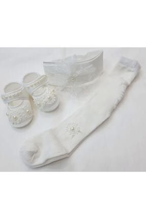 Sun Tekstil'den Pamuklu Bebek Saç Bandı Patik Ve Külotu Çorap 0-3 Aylık 64
