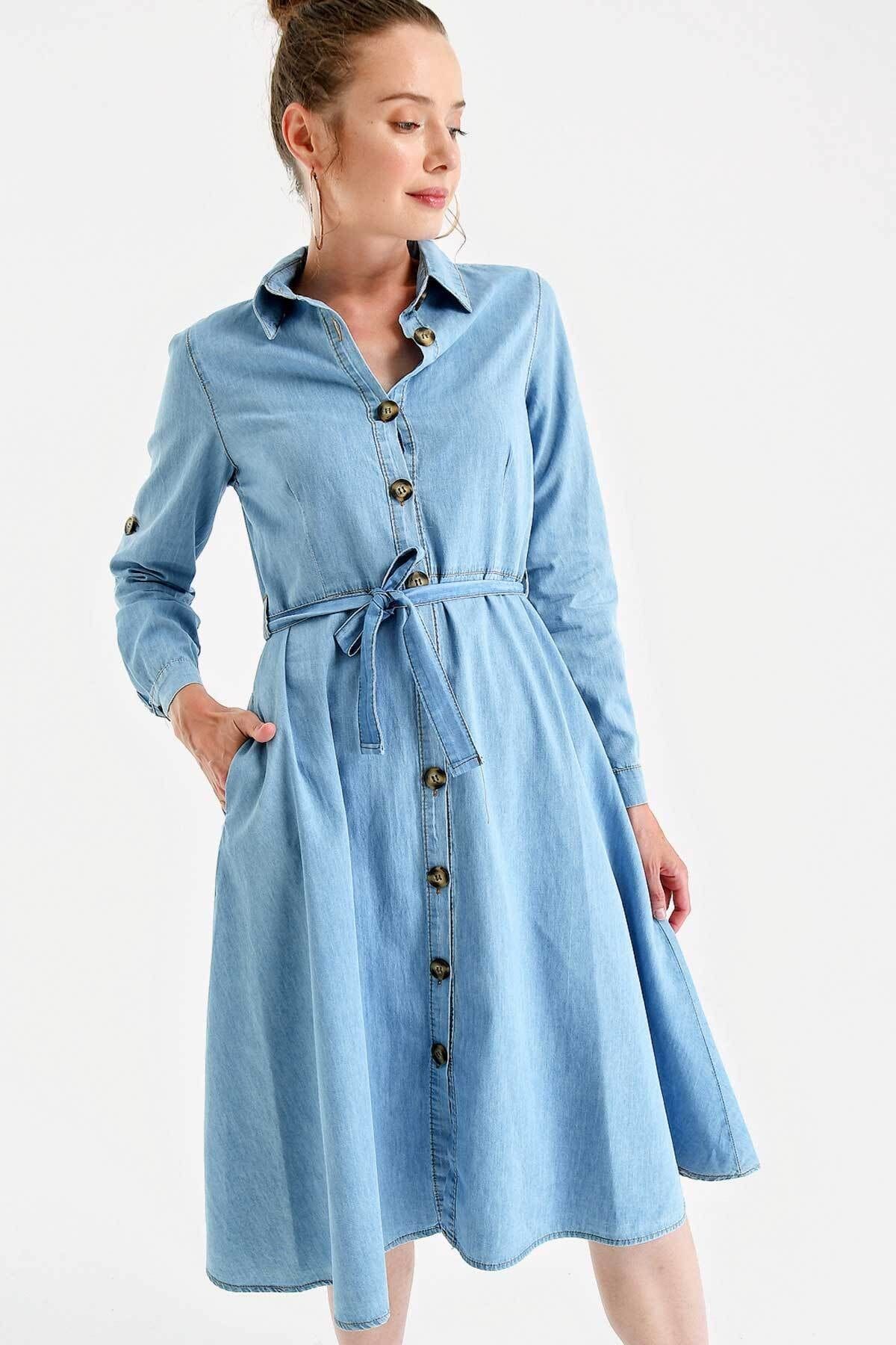 Bigdart لباس جین کمربند آبی زنانه