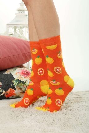 Portakal Desenli Renkli Çorap 5006-36-44